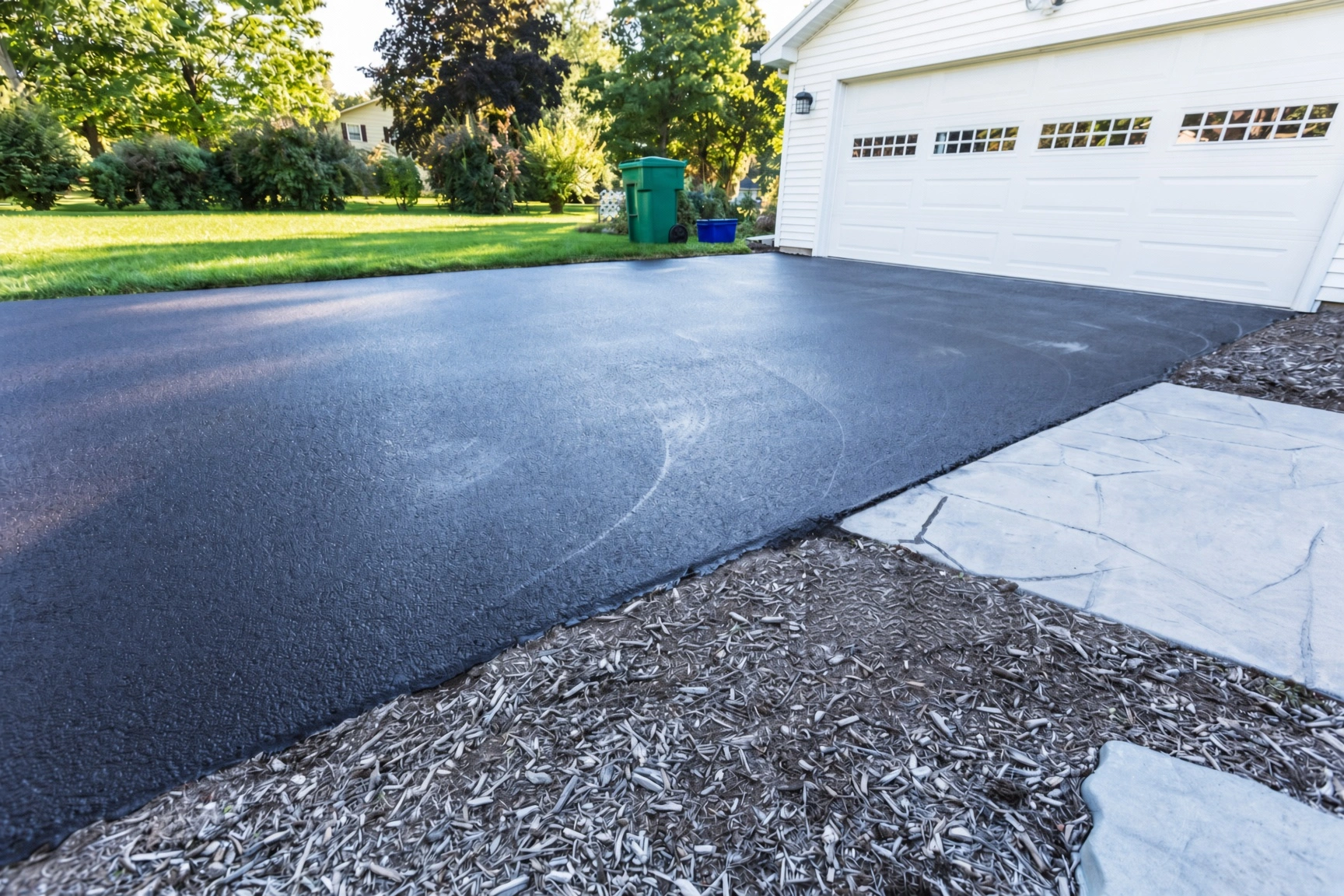 Sealcoating being applied to an asphalt driveway in Plano TX