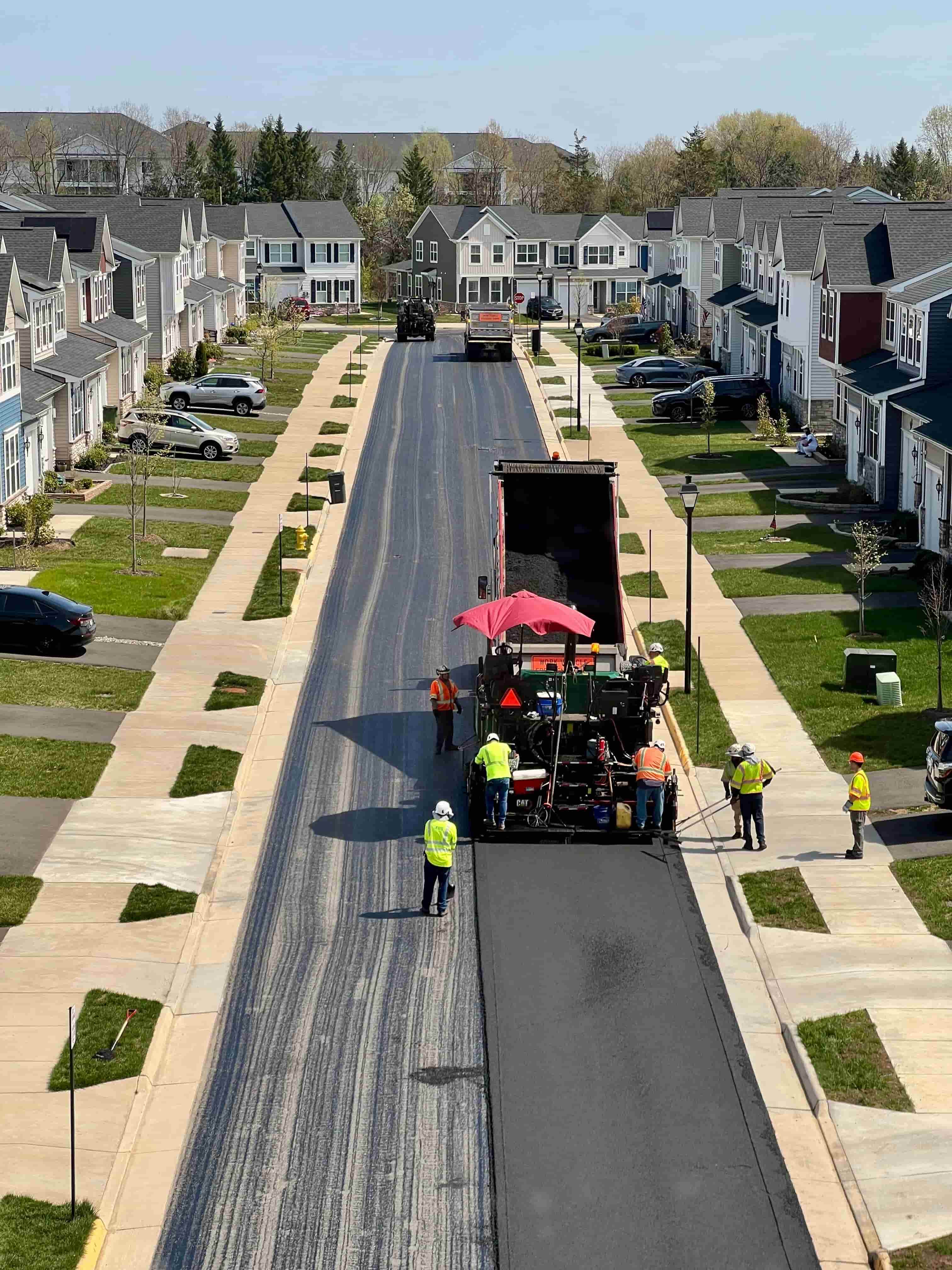 Private street resurfacing in a gated West Plano community