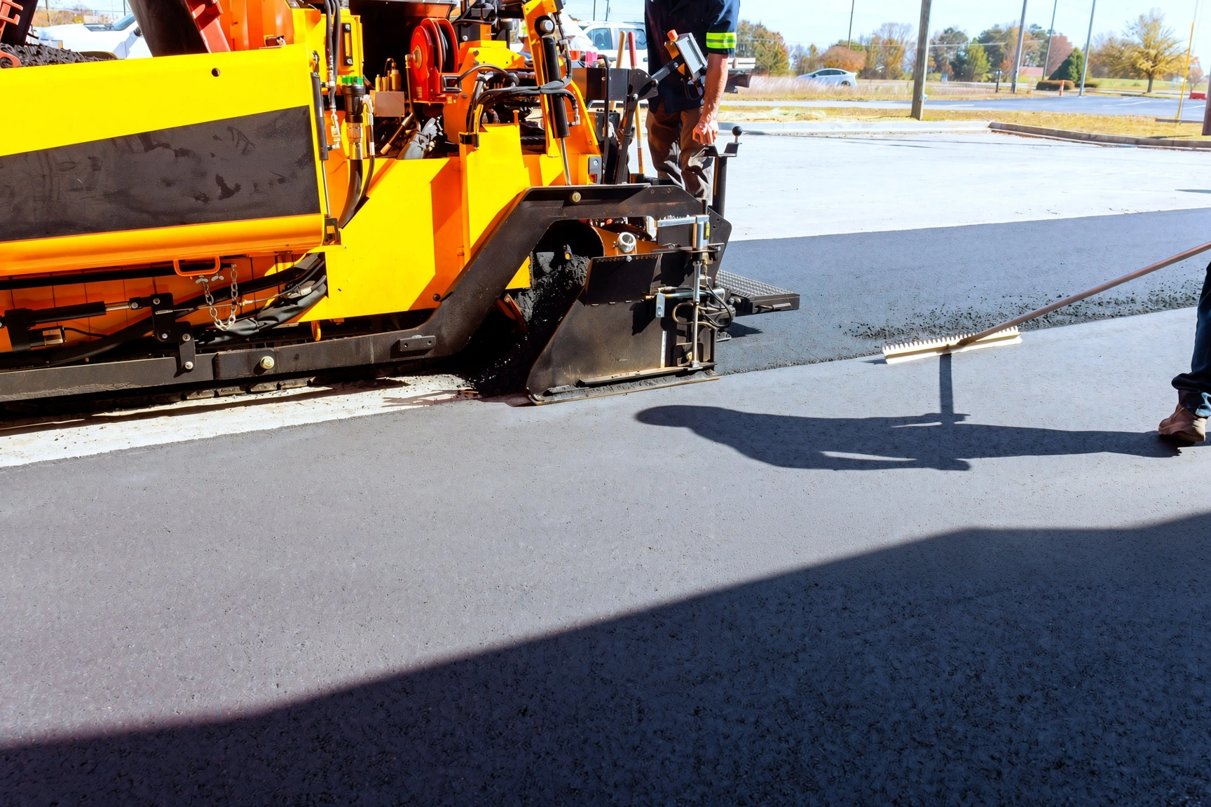 New asphalt parking lot paving at a commercial property in Plano TX
