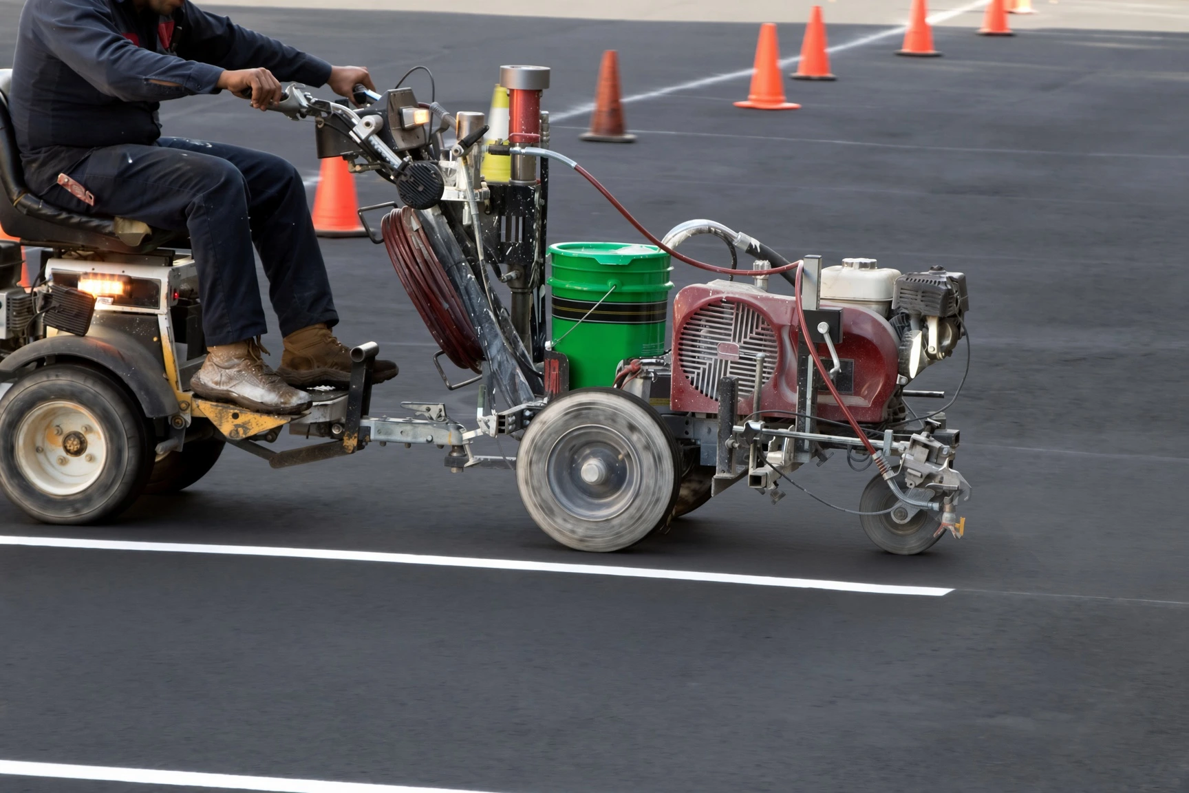 Fresh ADA-compliant parking lot striping at a Plano business